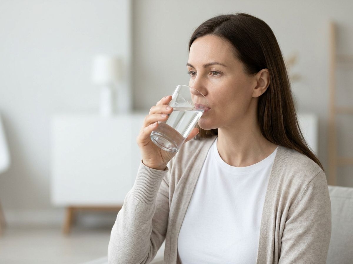 Лечение гашишной зависимости Женщина пьет воду